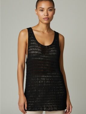 Black Crochet Knit Tank Top by Unknown Brand